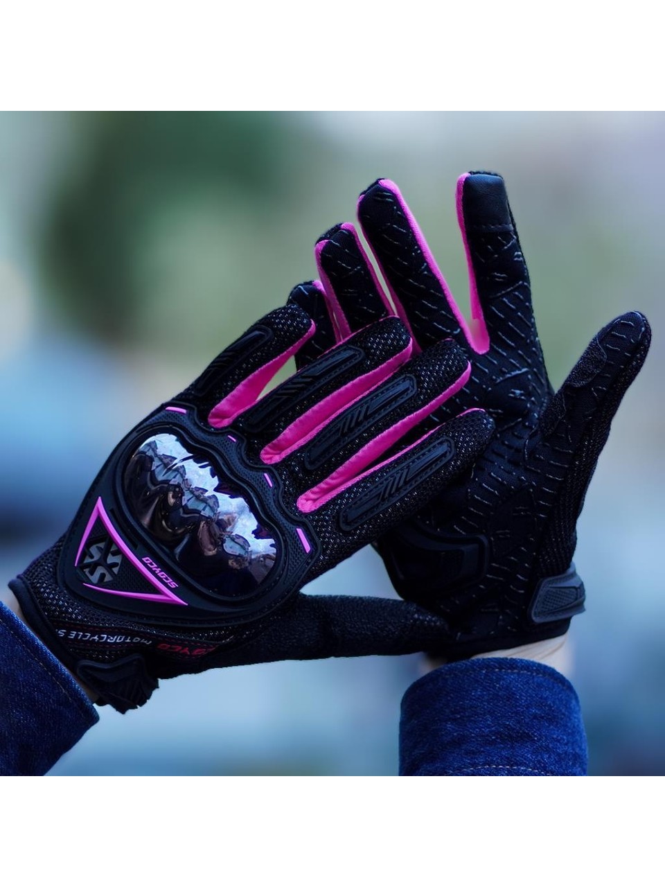 SCOYCO MC44W PEMBE KARBON BAYAN MOTOSİKLET ELDİVENİ